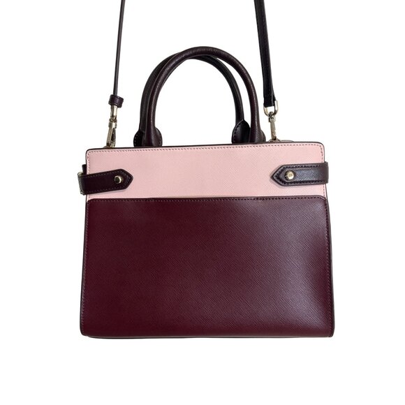 Kate Spade Staci Colorblock Medium Leather Satchel Rose Smoke Bag Detach Strap - Picture 4 of 9